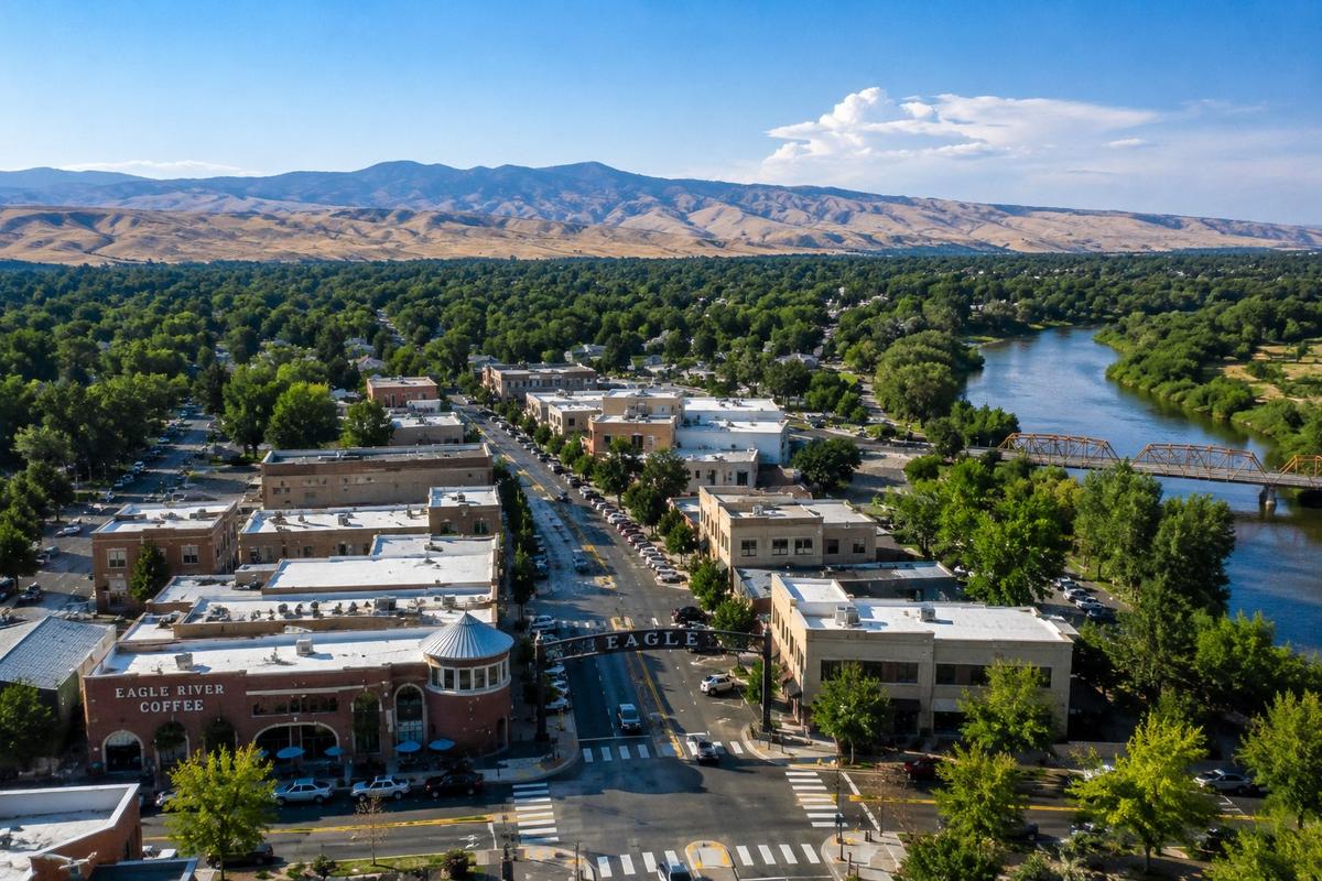 Eagle Idaho downtown aerial view