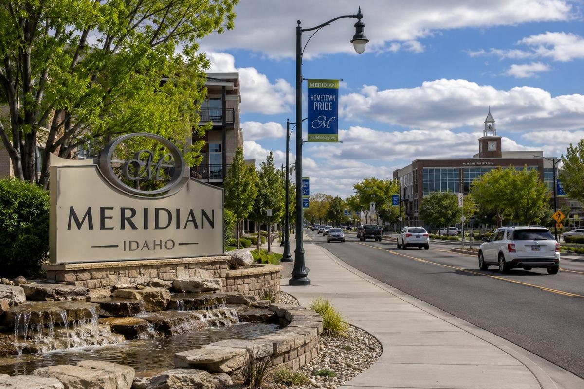 Meridian Idaho downtown city sign