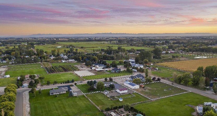 Middleton Idaho aerial view at sunset